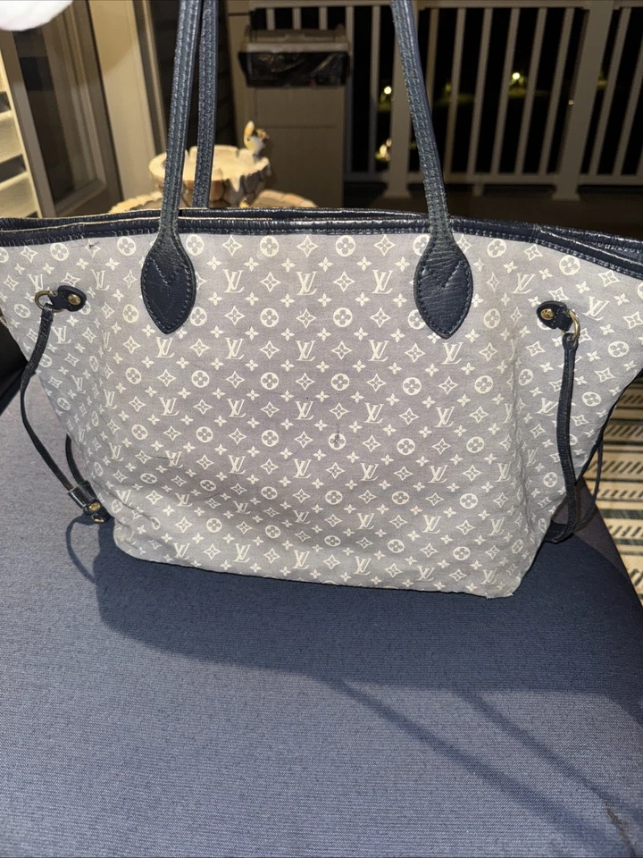 Bolso de Mano Louis Vuitton Denim Monograma Jacquard Neverfull MM ~ Negro Gris RARO Foto 2 de 4