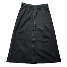 Alfred Dunner Skirt Womens 8 Black Knit Button Front A-Line Vintage 90s
