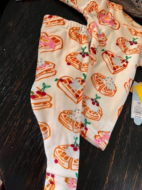 Cat & Jack Waffle Snuggly soft 2pc Pajama Set -off white Size 12M
