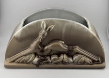 Studio Art Pottery Royal Haeger MCM Leaping Deer Planter Vase Taupe R1146 USA