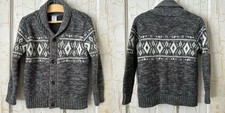 Carter  s Boys 4T Gray Ivory Fair Isle Button Cardigan Grandpa Fisherman EUC
