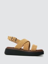 Schuh Tan Raffia Platform Sandals | UK 7 EU 40 Chunky Flatforms BNWT