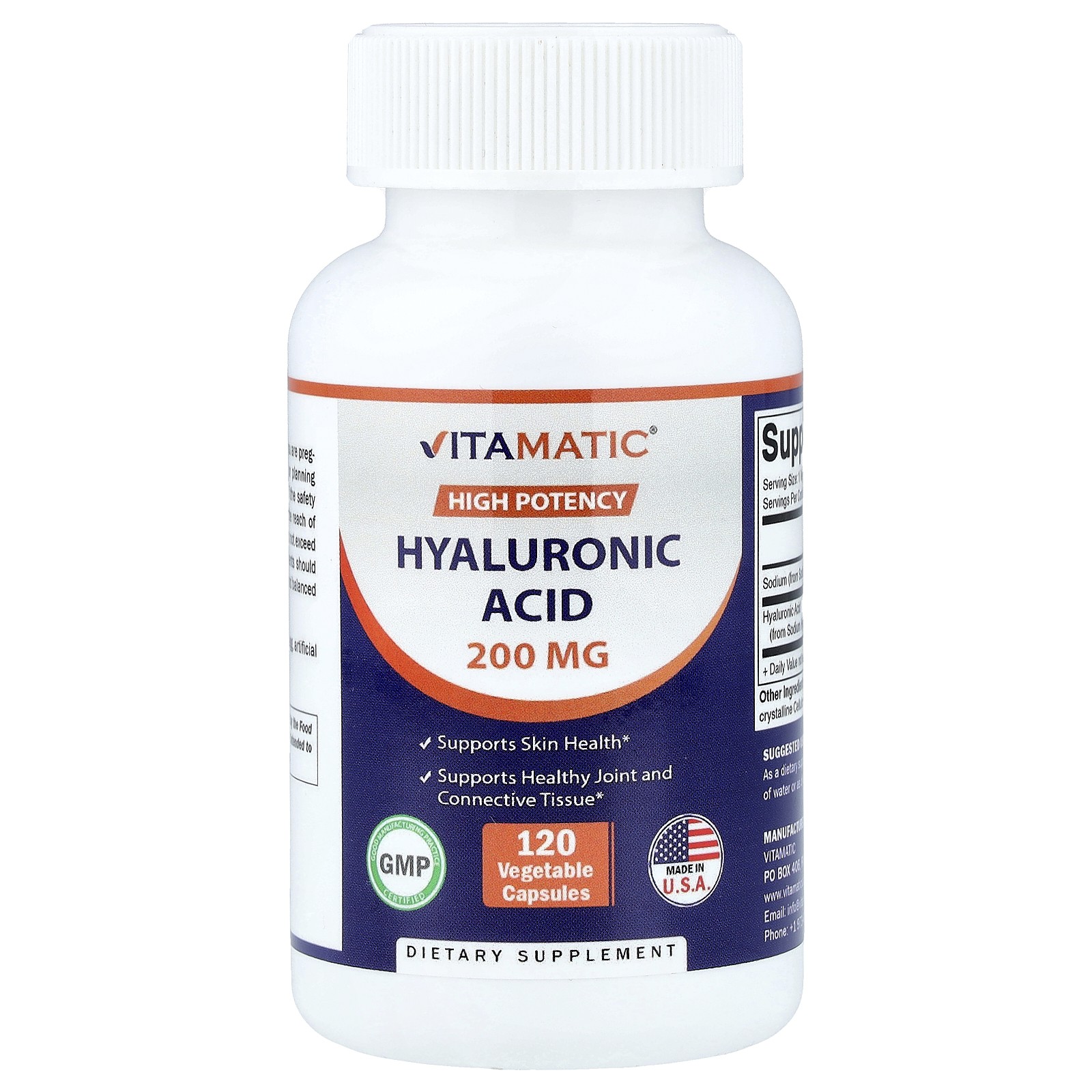High Potency, Hyaluronic Acid, 200 mg, 120 Vegetable Capsules