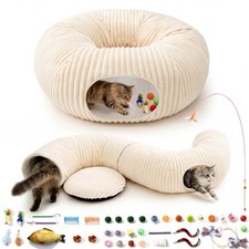 Cat Tunnel Bed with 40 Pcs Interactive Cat Toys, Cat Tube with Kitten Toys fo...