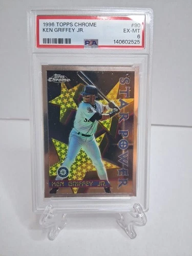 1996 Topps Chrome Ken Griffey Jr Star Power #90 Mariners EX-MT PSA 6