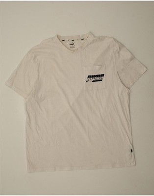 PUMA Mens Graphic T-Shirt Top XL White Cotton CD20