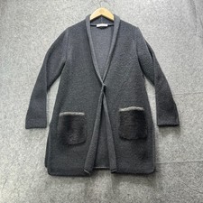 Fabiana Filippi Sweater Cardigan Womens Small Gray Fur Pocket Wool Italy