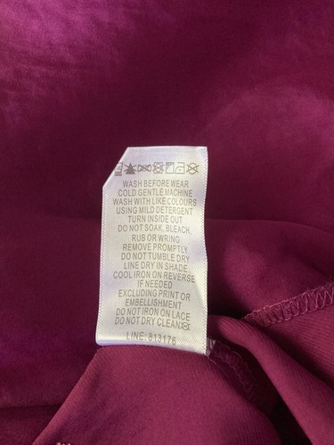 New PETER ALEXANDER Sz S 10 Slinky Chemise Lace Trim Nightie Mid Length Burgundy - Picture 9 of 11