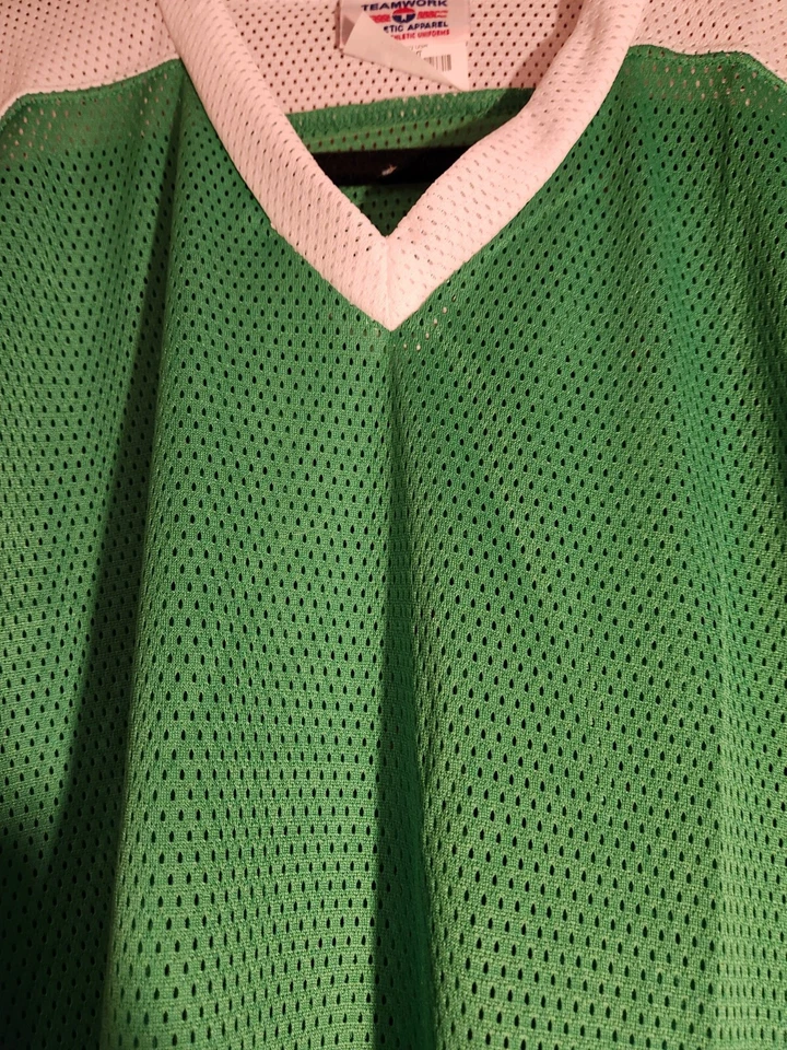 Camiseta deportiva de manga larga con cuello en V verde/blanco de malla en L para hombre Teamwork Foto 2 de 4