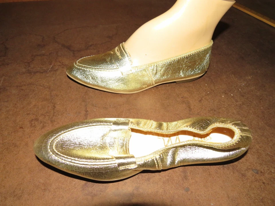 NOS Vintage 1960's Gold shiny MADYE'S dance shoe Western Square S 5-51/2 - Image 2 of 4