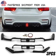 Gloss Black Rear Bumper Diffuser Lip W/Light Fits BMW M3 F80 F82 M4 2015-2020 US