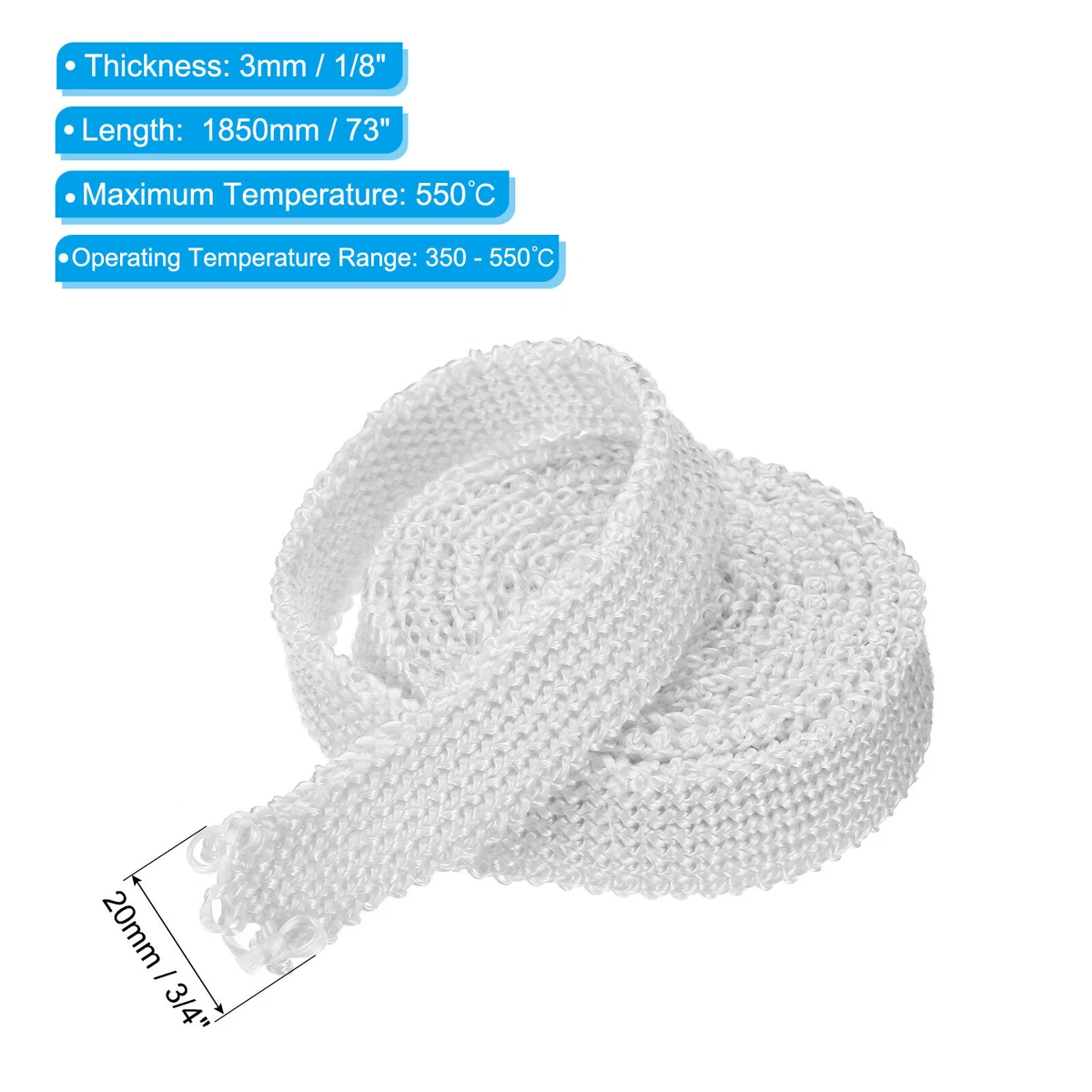 3/4x 1/8x73 Wood Stove Gasket, 2Pcs Flat High-Temperature Seal Rope,  White 726215707243 | eBay