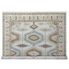 10'x10' Gray Zoroastrian Village Geometric Design Hand Knotted Square Rug R84832