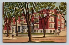 Postcard High School of Practical Arts Building Manchester New Hampshire Linen