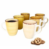 6Er Set Yellow Kaffeebecher Gelb 350Ml Mit Henkel Trinkbecher Tasse Pott