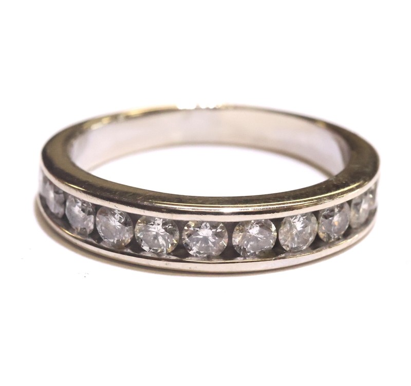 14k White gold .99CT SI2 I natural diamond channel set wedding band ring 4.6g