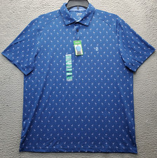 IZOD Golf Performance Polo Shirt Men Large Multi Flamingo Print Short Sleeve AOP