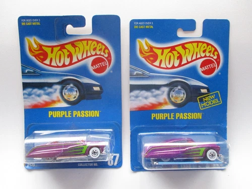 2 Different * Vintage Hot Wheels Blue Card #87 PURPLE PASSIONs Green Stripe WWBW