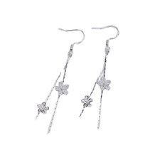 Women Girl 925 Silver Plated Dangle Drop Flower Stud Earrings Hanging TH4