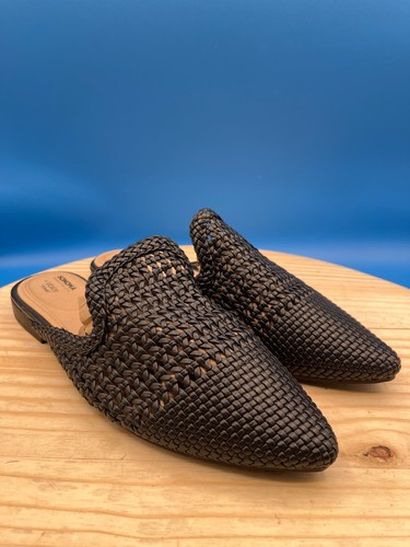 Sonoma Vitalize Mules Sandals Women's Sz 10 Black Leather Woven Pointed Toe - Picture 3 of 14