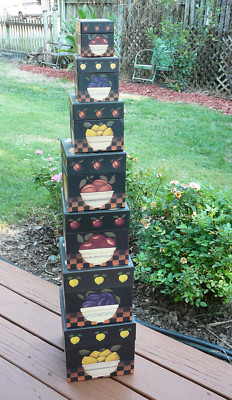 Bob's Boxes Set of 7  Stacking Boxes with Lids ''Bountiful Fruit''