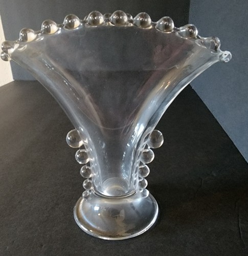 Vintage Candlewick Beaded Clear Glass Fan Vase 6" x 6" #400/287F Imperial Glass - Picture 9 of 9