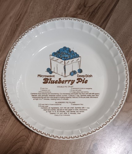 Vtg Royal China BLUEBERRY PIE Recipe Deep Dish Microwave 11 inch Country Harvest - 第 1/2 張圖片