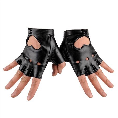 GLOVES LEATHER FINGERLESS Women Winter Wrist glove DRIVING motorcycle WOMEN Gift-image