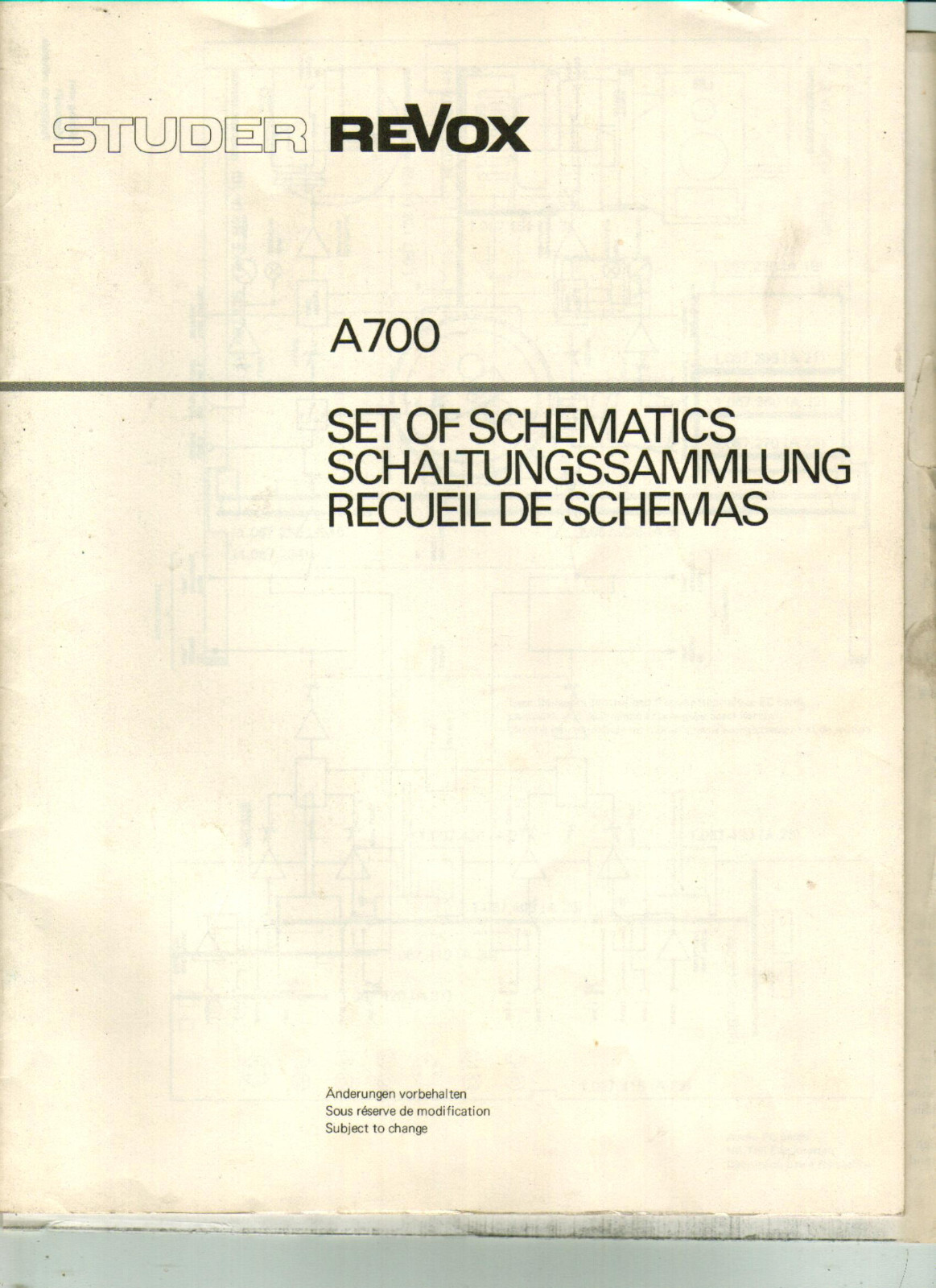 Revox A-700 Schematic Set