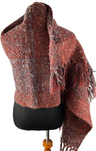 Knit Woven Scarf Brown Gray Orange Fringe Adult 80"x 23" Outdoor Casual - Picture 4 of 9
