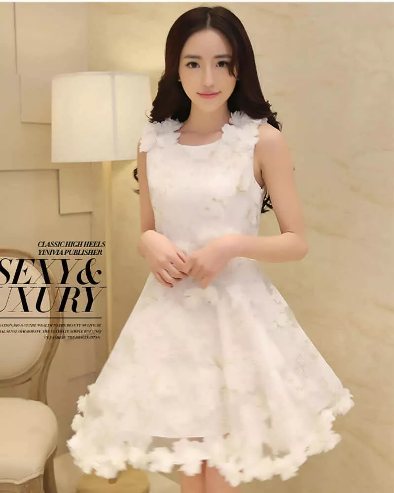 Fashion Women Clothes Fashion Organza White Dress