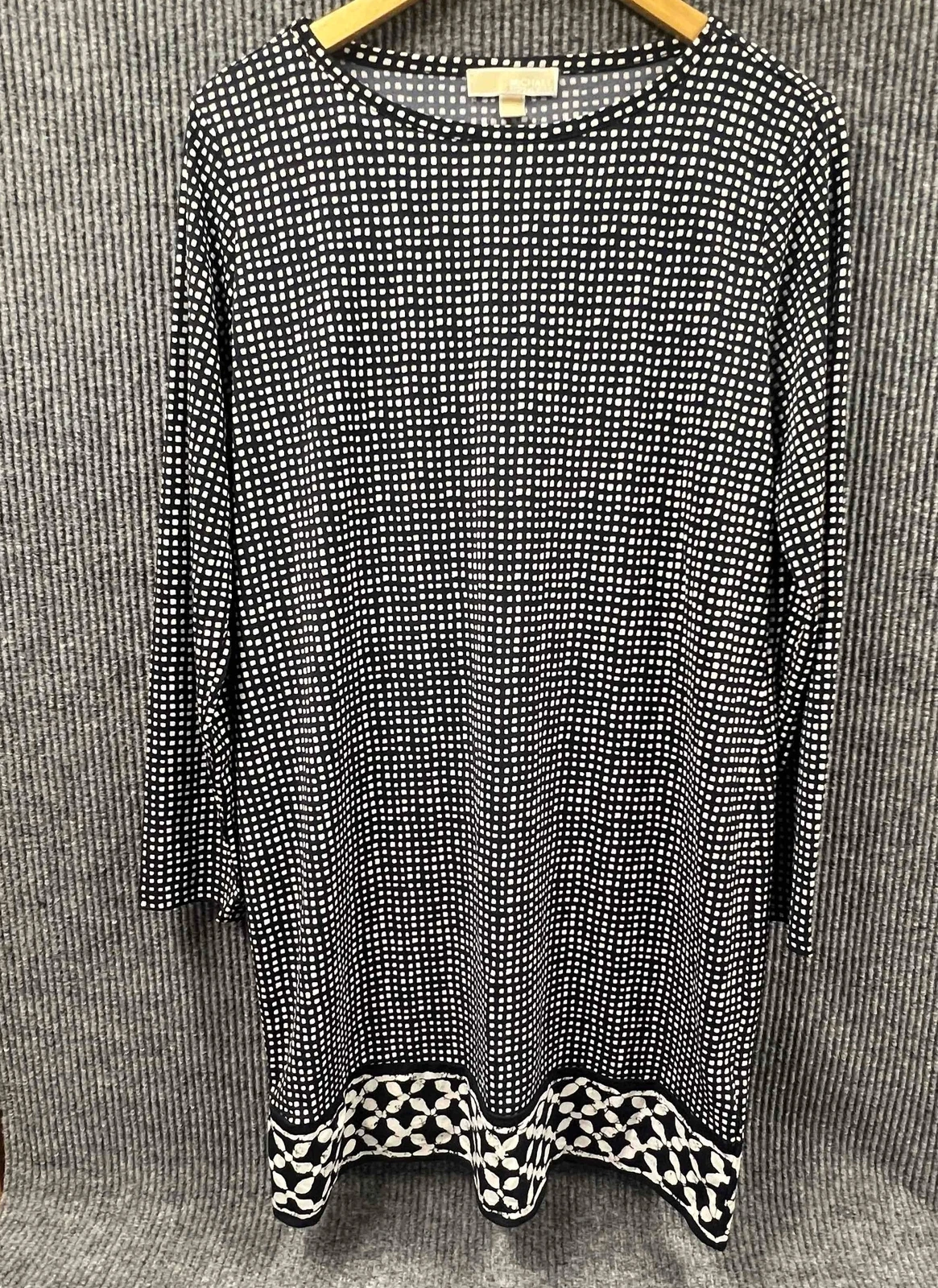 Abito Michael Kors donna XL tubino nero bianco fantasia bordo floreale carriera