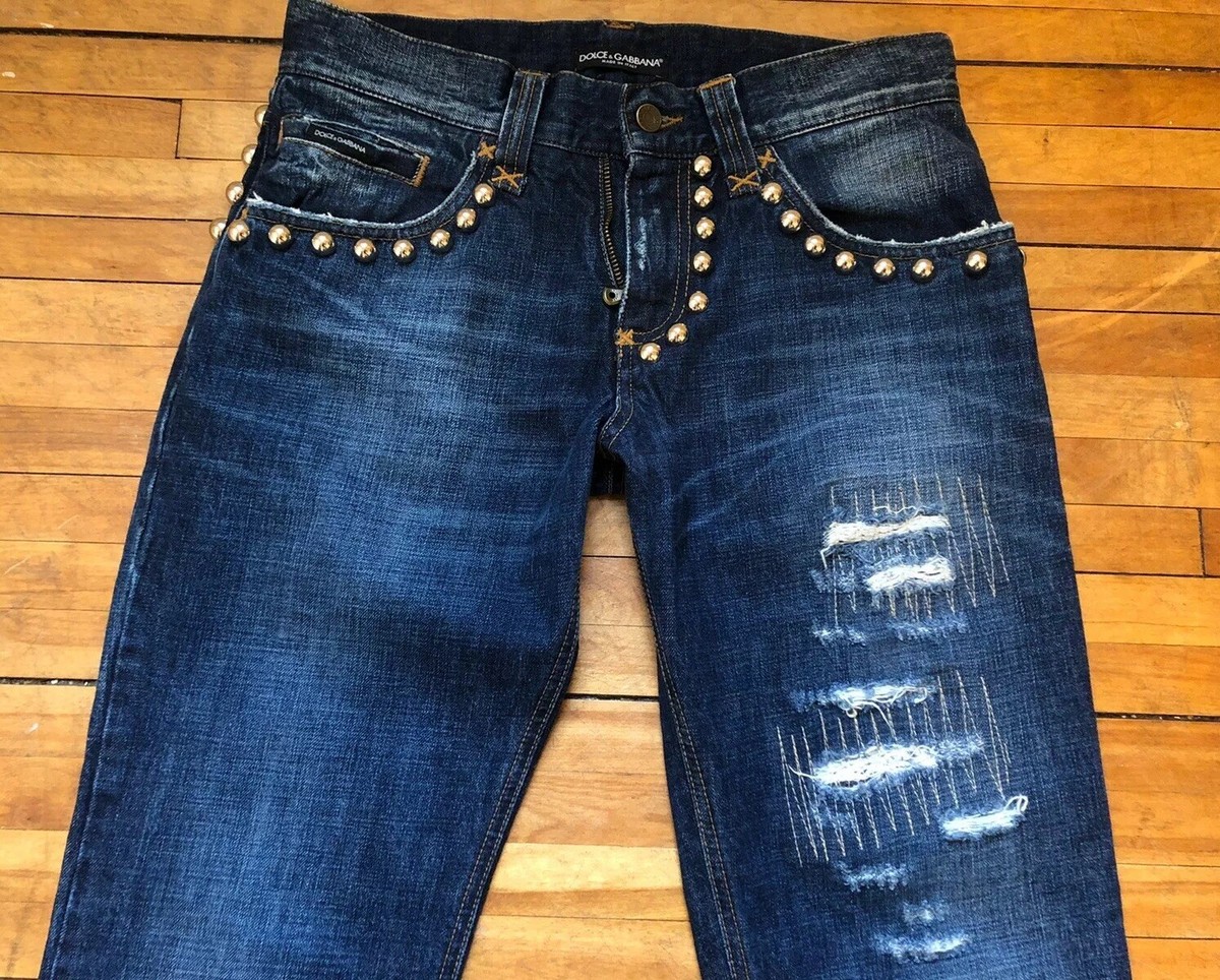 DOLCE&GABBANA RUNWAY RARE DISTRESSED STUDED WASHED DOUBLE DOLCE&GABBANA RUNWAY RARE DISTRESSED STUDED WASHED DOUBLE