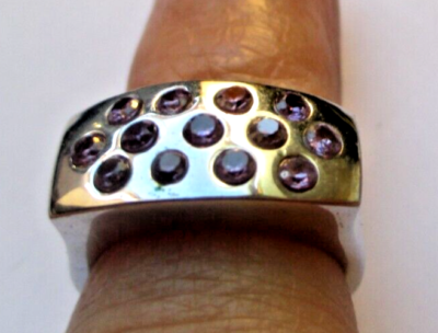Bague Argentée Pavée De Cristaux Type Diamant - Taille 53, Parfait état