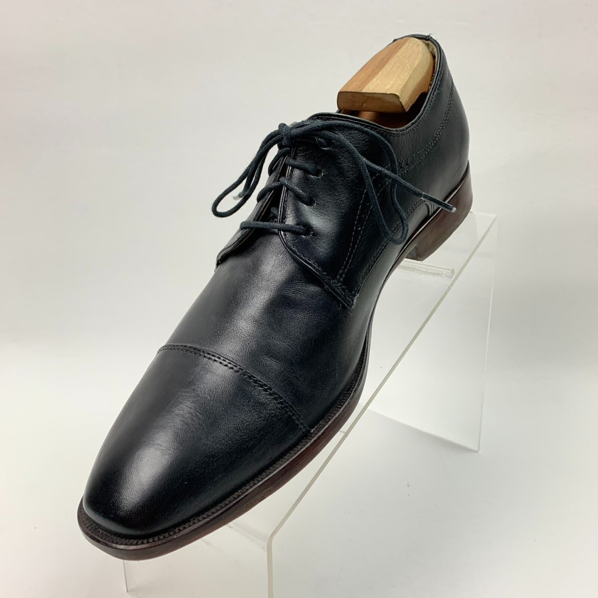 Johnston & Murphy Men\'s Black Leather Business Dress Slip On Shoes Size 8.5M E7 JOHNSTON & MURPHY Harding Panel Lace Up Brown | Mercari main image 4