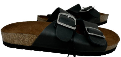 Sonoma Women's Artwork Double Buckle Comfort Slide Sandals Black Size:6.5 110P