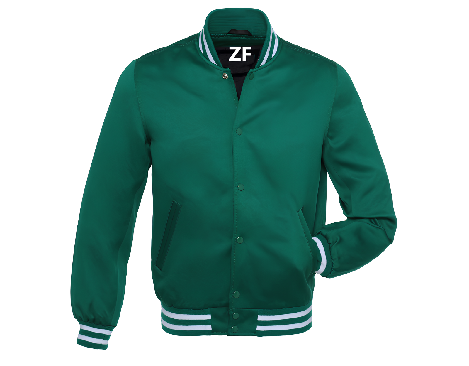 Custom Forest Green Satin Letterman Baseball Jacket for Men Size XL