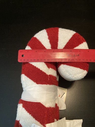 Cynthia Rowley Christmas Candy Cane RED Plush Throw Pillow Set of 2 NEW with Tag - Picture 5 of 6