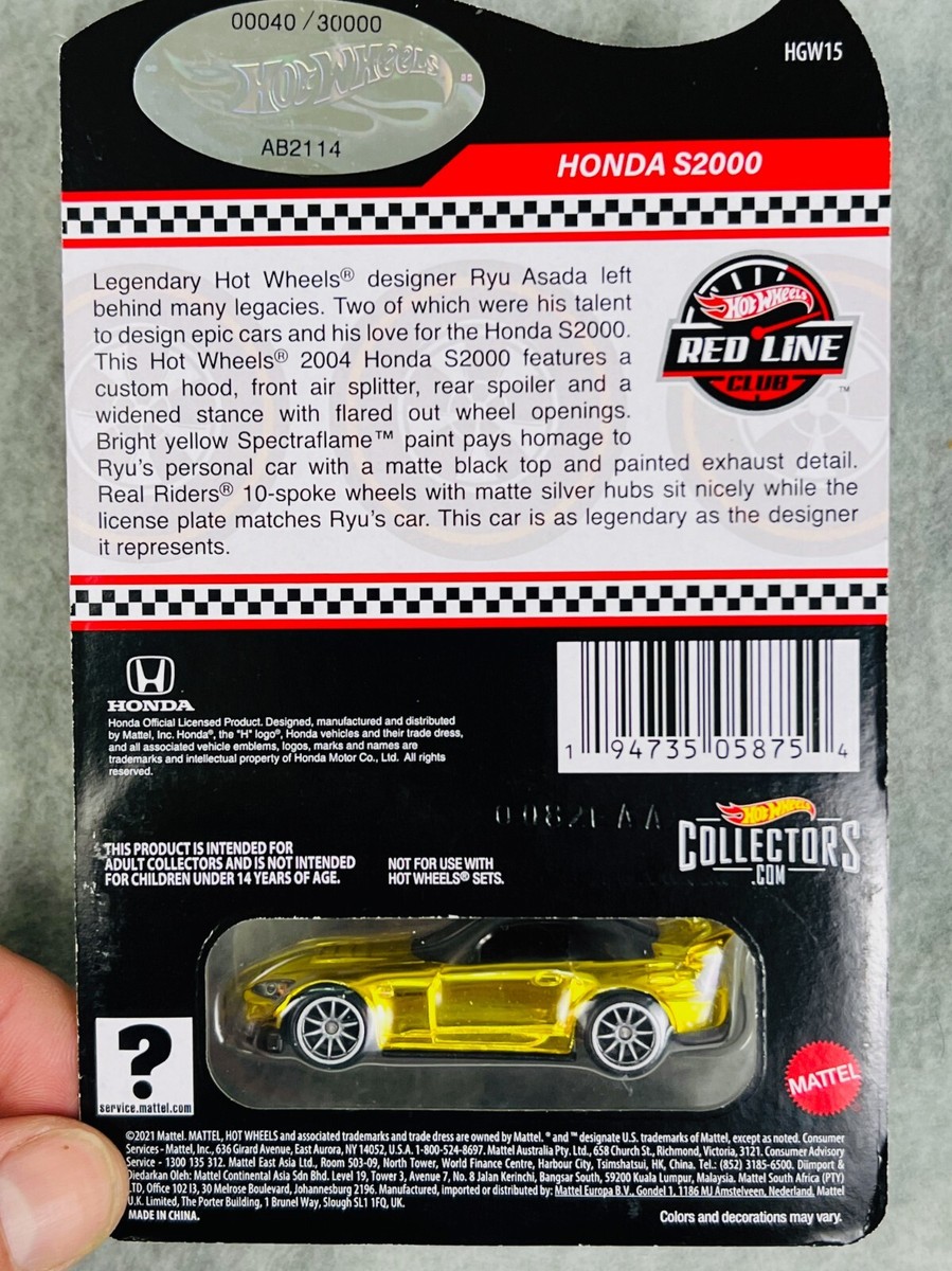 🎌Hot Wheels RLC Honda S2000 Gold Ryu Asada Low Number 40