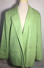 Sag Harbor Women's Sz 16 Petite Green Blazer Long Sleeve And Pockets