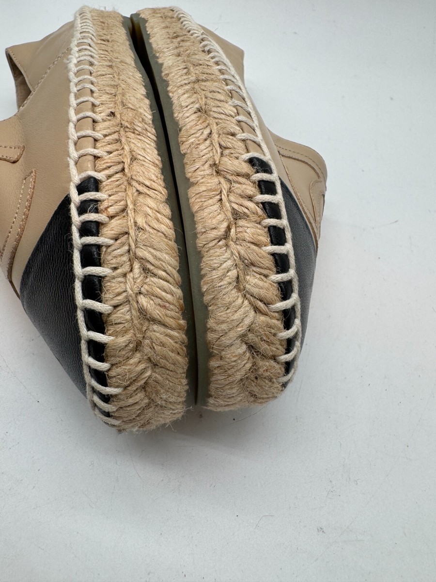 CHANEL New Beige & Black Lambskin Espadrilles Shoes Size 34 CHANEL New Beige & Black Lambskin Espadrilles Shoes Size 34
