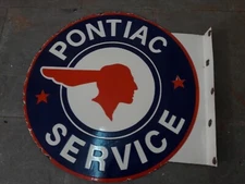 PORCELAIN PONTIAC ENAMEL SIGN 18X18 INCHES DOUBLE SIDED WITH FLANGE