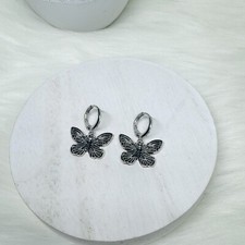 Butterfly Hoop Earrings in Silver