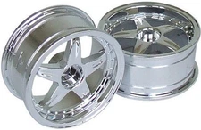 RC Car 1/10  RIMS  WHEELS Package KAWADA 5 Star  Narrow 26mm CHROME   *SET OF 2*