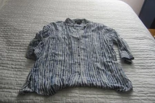 Preowned Women's Size 10 FDJ French Dressing Jeans Blue & White Blouse Shirt Top