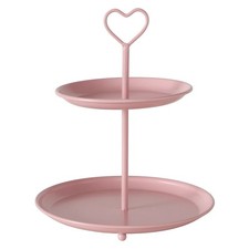 Etagere VALENTINE rosa aus Metall H25cm Metalletagere mit Herzgriff Deko modern