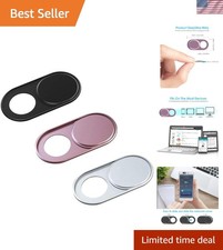 Ultra-Thin Metal Webcam Cover 3 Pack Black Pink Silver 0.027in Slide for MacBo