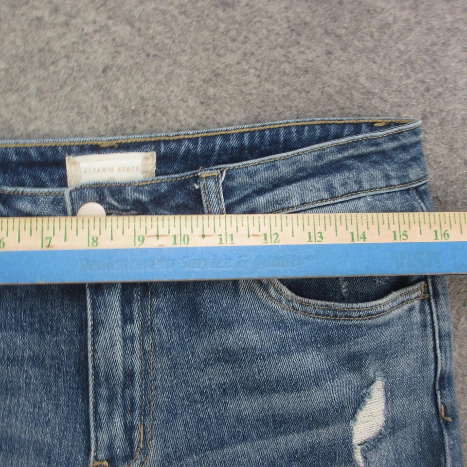 Pantalones de mezclilla Altar'd State para mujer 28 azules desgastados rasgados ajustados elásticos V2116AS-F22 Foto 3 de 4
