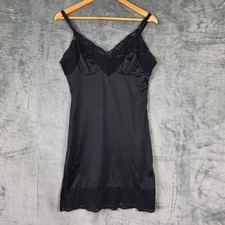 Vtg Womens Slip Dress Small Black Babydoll Y2K Satin Fairy Grunge Whimsigoth