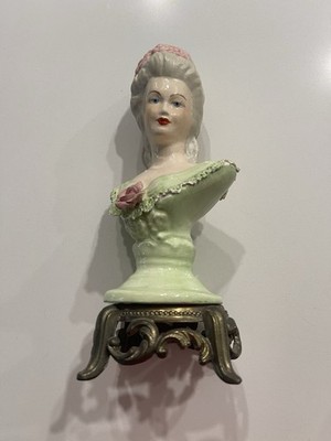 Vintage Porcelain Figural victorian lady pink blue gold 10  works